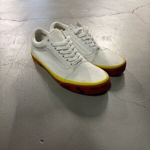 Vans White Sneakers with Yellow Accents